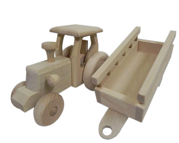 Wooden tractor with trailer